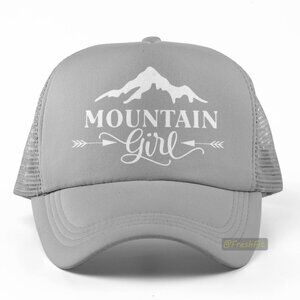 🆕Mountain Girl Gray Foam Trucker Hat Mesh Snapback Cap
